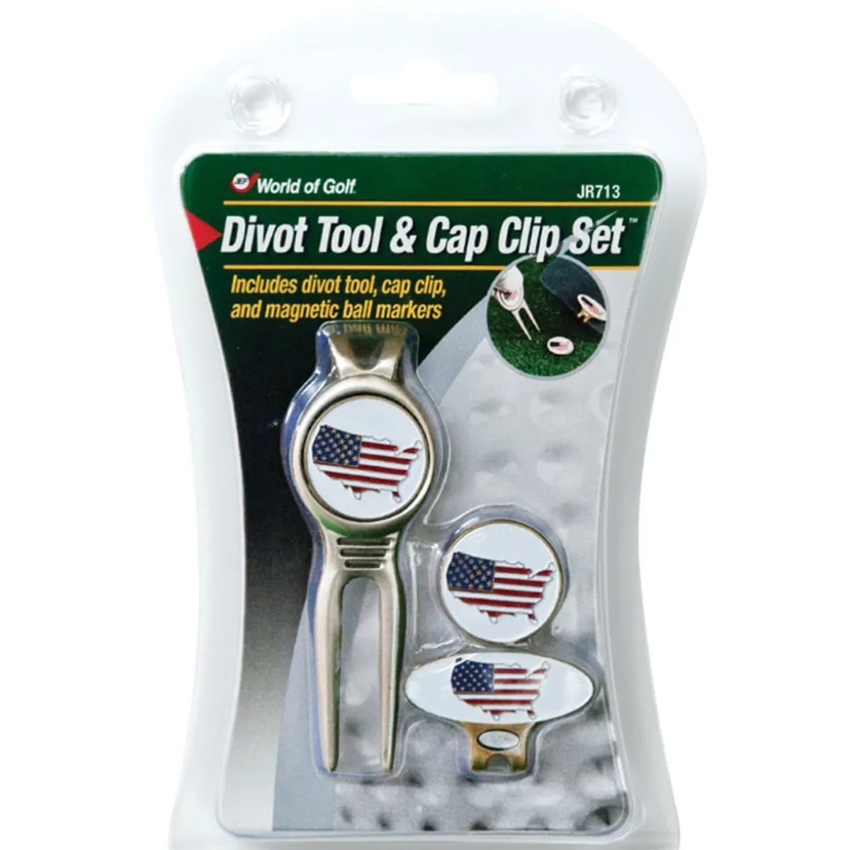 Accelerated Golf USA Flag Divot Tool & Cap Clip Ball Marker Set Tools