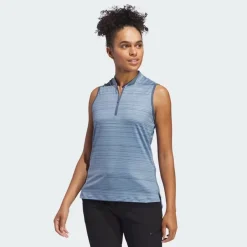 Adidas Ultimate365 Stripe Sleeveless Shirt Polo Short Sleeve Golf Apparel