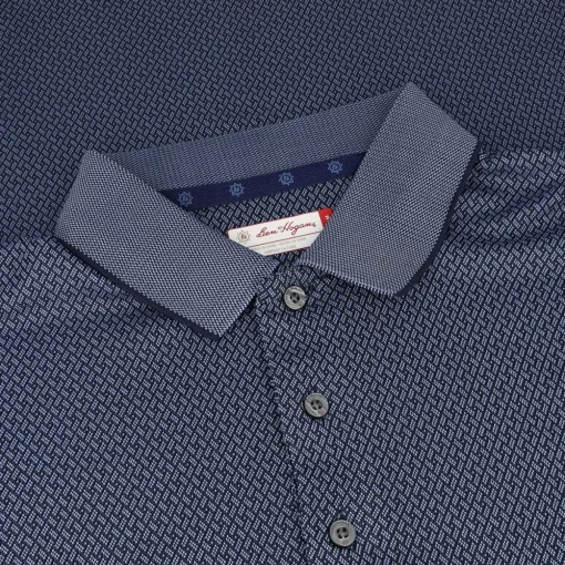 Ben Hogan 2 Tone Micro Geo Jacquard Shirt Polo Short Sleeve Golf Apparel