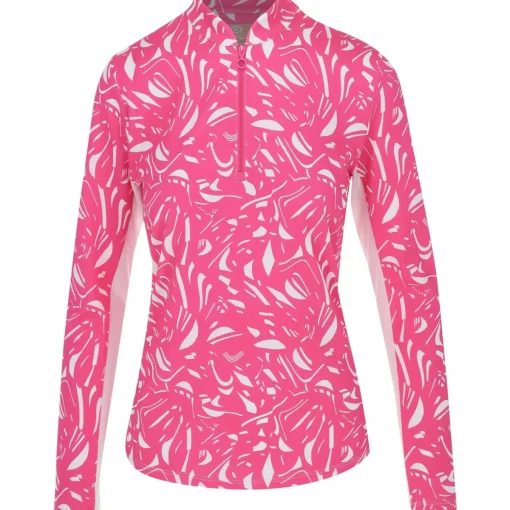 Ben Hogan Abstract Printed Sun Protection Shirt Polo Long Sleeve Golf Apparel