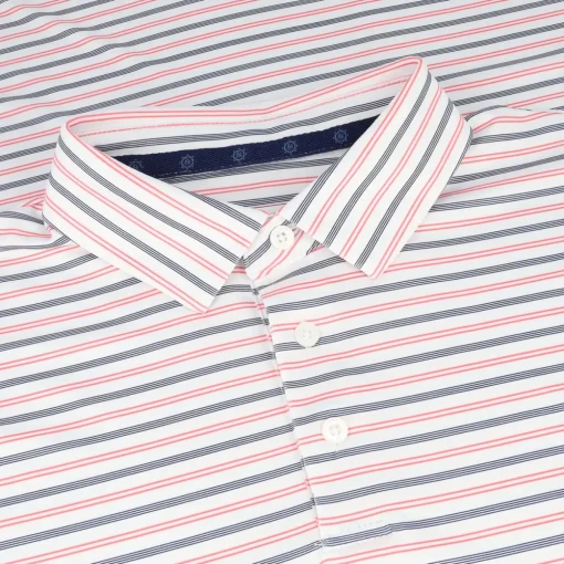 Ben Hogan BirdsEye Printed Stripe Shirt Polo Short Sleeve Golf Apparel