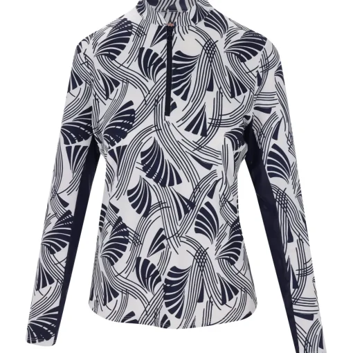 Ben Hogan Printed Leaf Sun Protection Shirt Polo Long Sleeve Golf Apparel