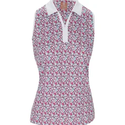 Ben Hogan Sleeveless Colorblocked Mini Floral Shirt Polo Short Sleeve Golf Apparel