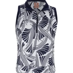 Ben Hogan Sleeveless Waist Length Zip Leaf Shirt Polo Short Sleeve Golf Apparel