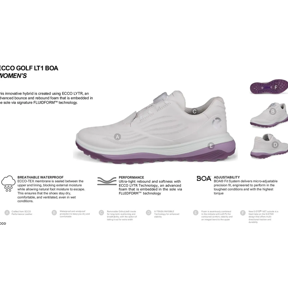ECCO Golf LT1 BOA Spikeless Golf Shoes