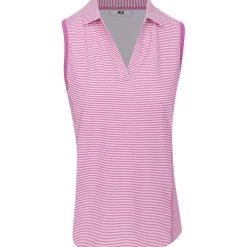 FootJoy Stripe Open Placket Sleeveless Shirt Polo Short Sleeve Golf Apparel