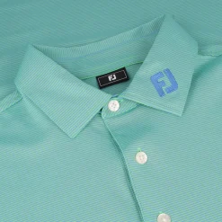 FootJoy TOUR LOGO MicroFeeder Stripe Lisle Self Collar Shirt Polo Short Sleeve Golf Apparel