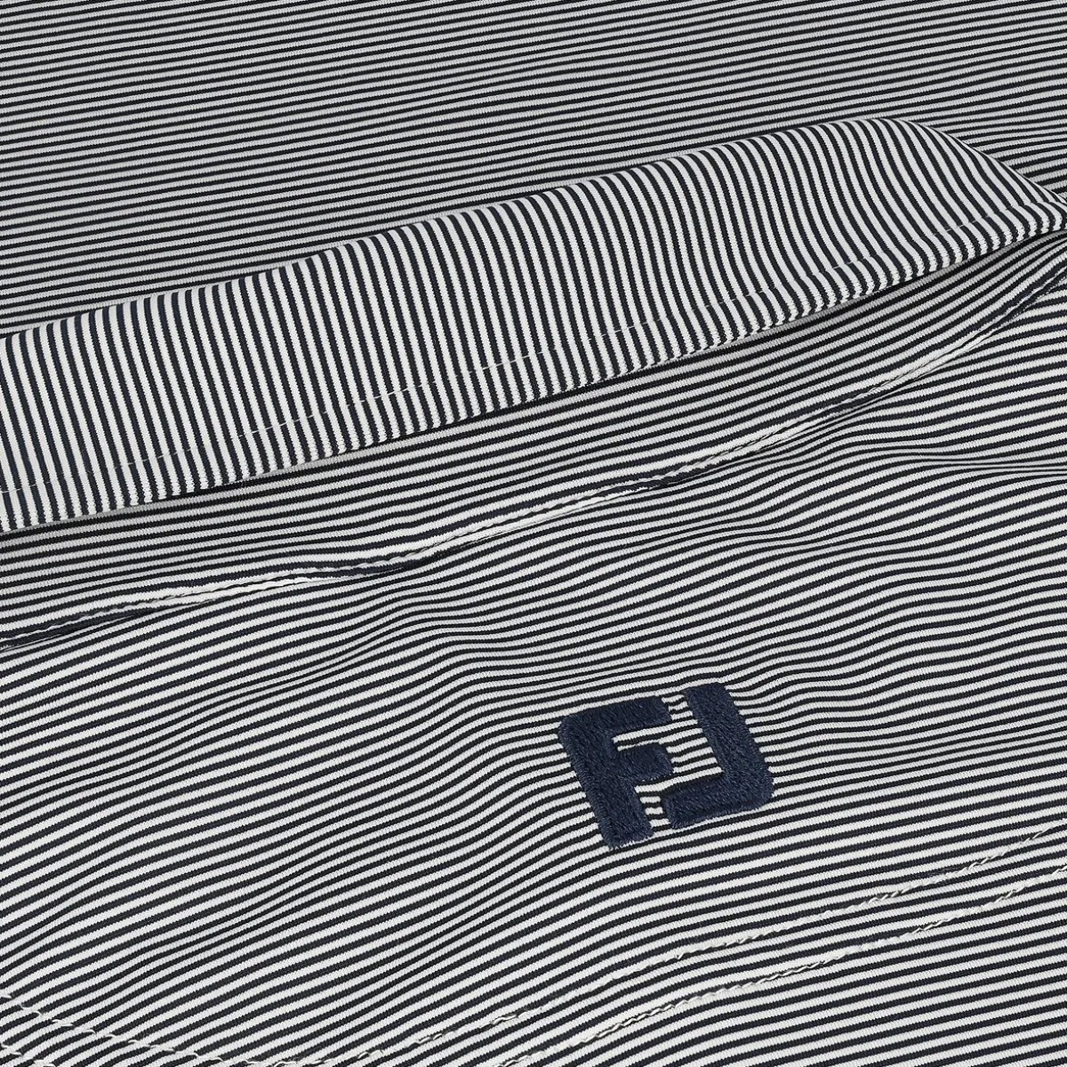 FootJoy TOUR LOGO MicroFeeder Stripe Lisle Self Collar Shirt Polo Short Sleeve Golf Apparel