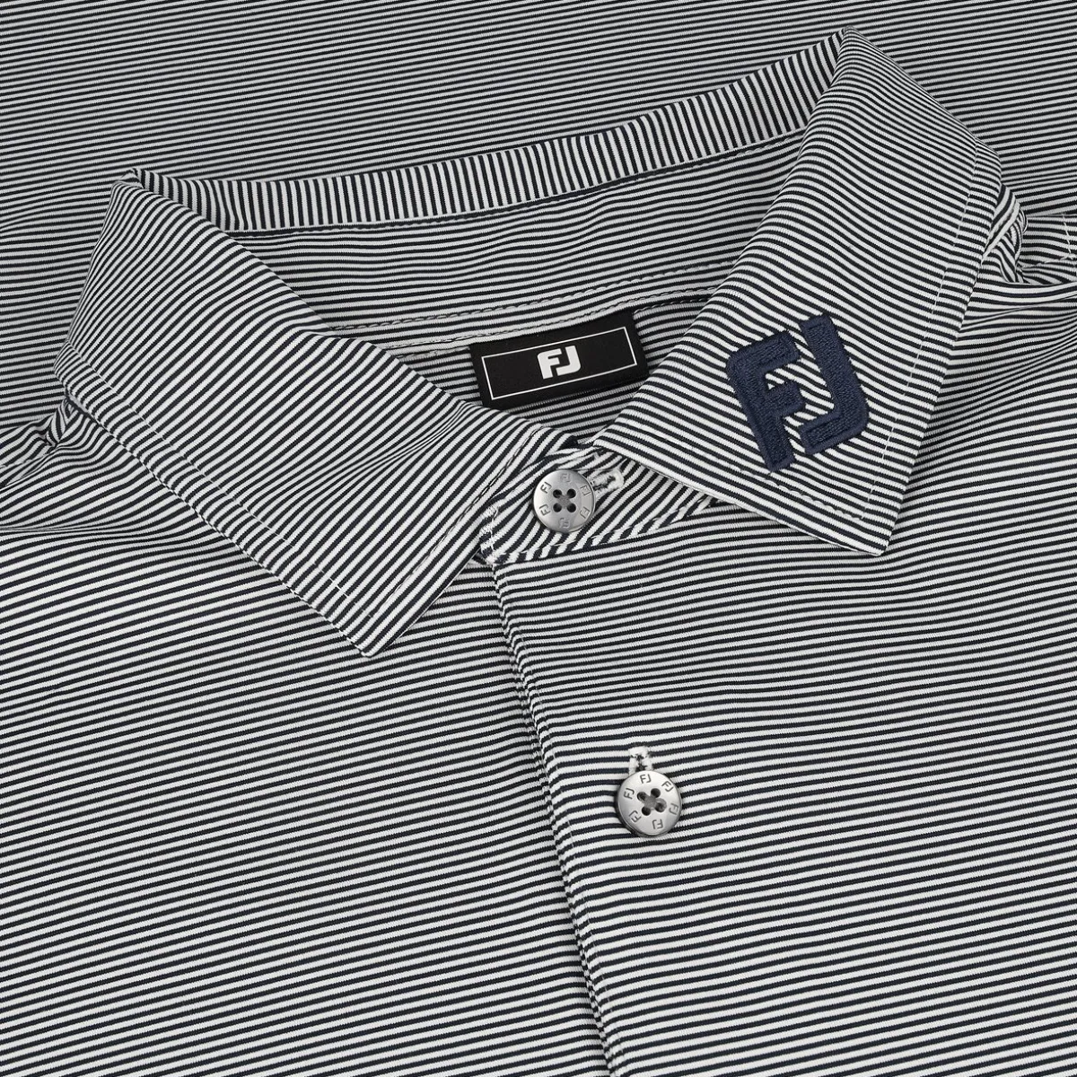 FootJoy TOUR LOGO MicroFeeder Stripe Lisle Self Collar Shirt Polo Short Sleeve Golf Apparel