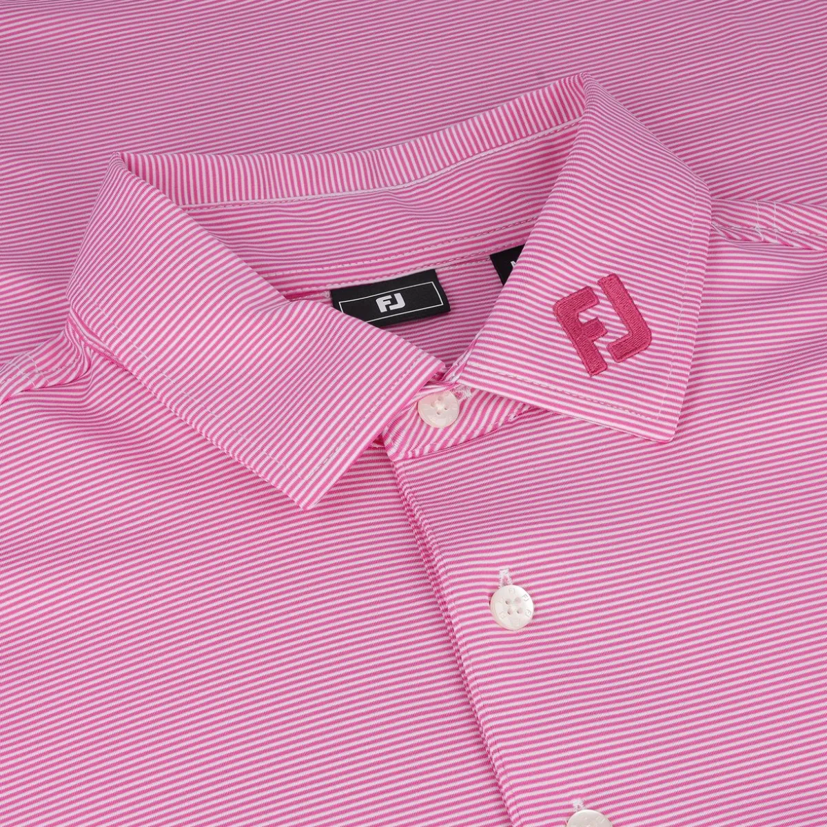 FootJoy TOUR LOGO MicroFeeder Stripe Lisle Self Collar Shirt Polo Short Sleeve Golf Apparel
