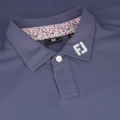 FootJoy TOUR LOGO Solid Pique W/ Floral Trim Previous Season Apparel Style Shirt Polo Short Sleeve Golf Apparel