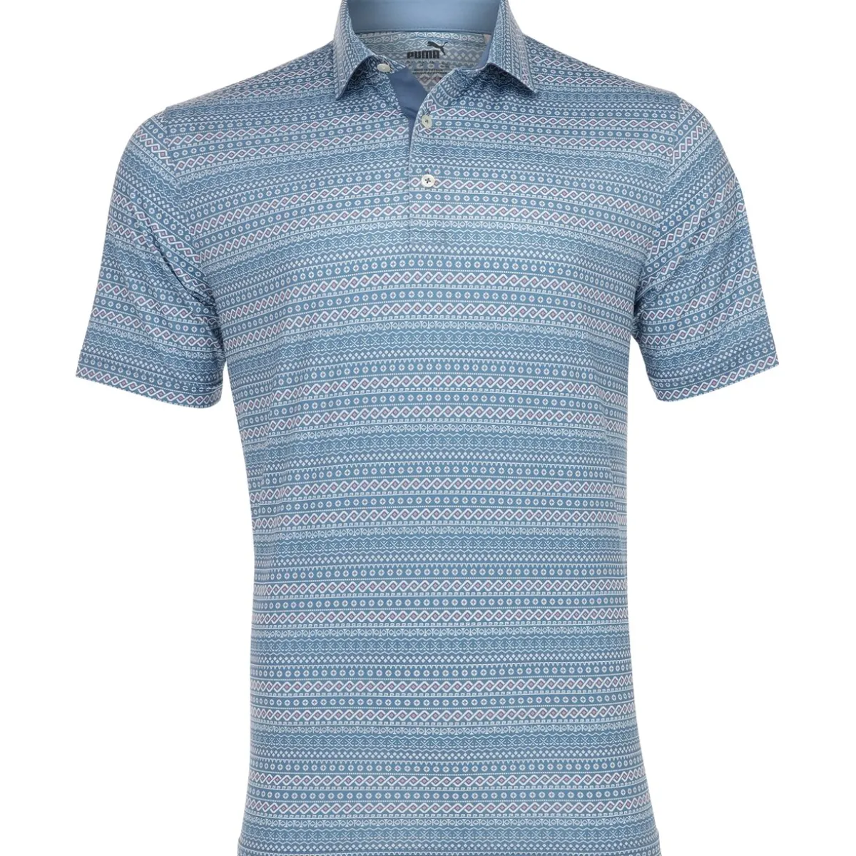 Puma Fair Isle Micro Print Shirt Polo Short Sleeve Golf Apparel