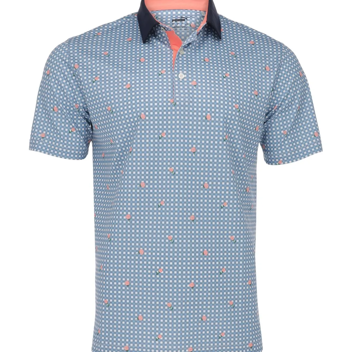 Puma Pique Gingham Shirt Polo Short Sleeve Golf Apparel