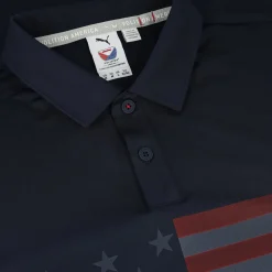 Puma Volition Flag Stripe Shirt Polo Short Sleeve Golf Apparel